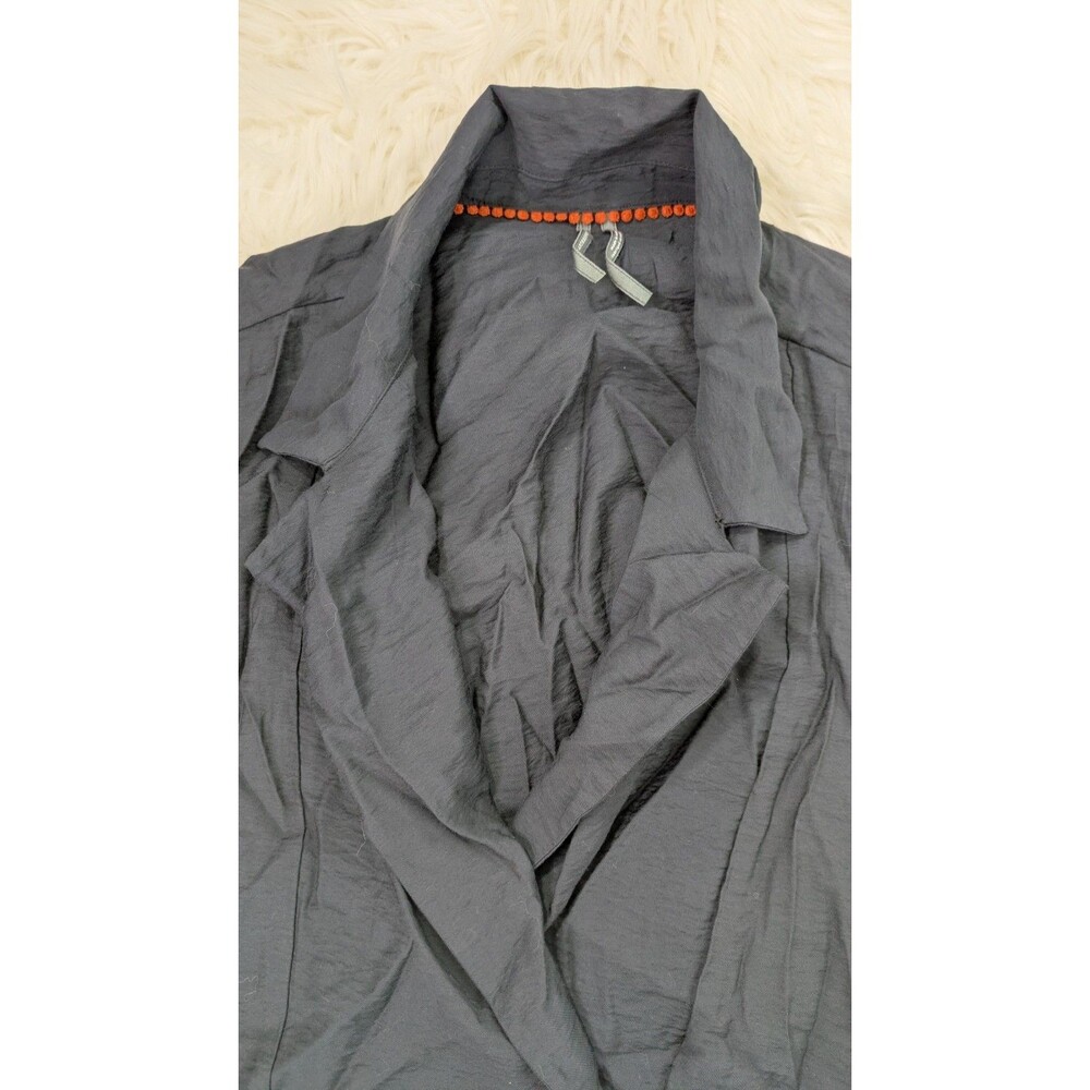 Anthropologie Plus 2X Black Oversized Crinkled Asymmetric Drape Shawl Top Blouse - Picture 7 of 13